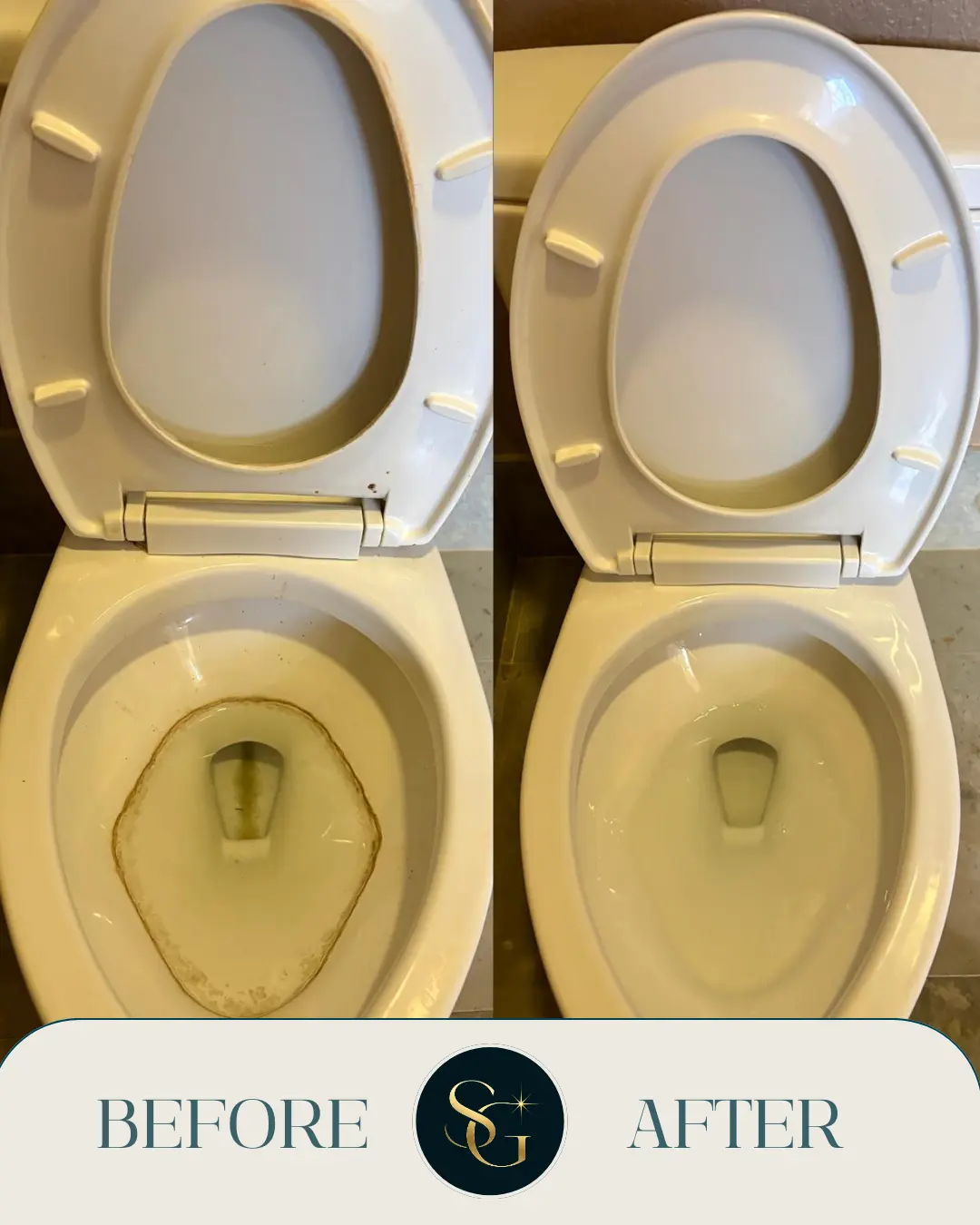 Before and after toilet cleaning